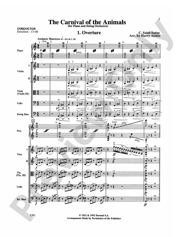 Carnival of the Animals – String Orchestra Conductor Score & Parts (Digital Download)
