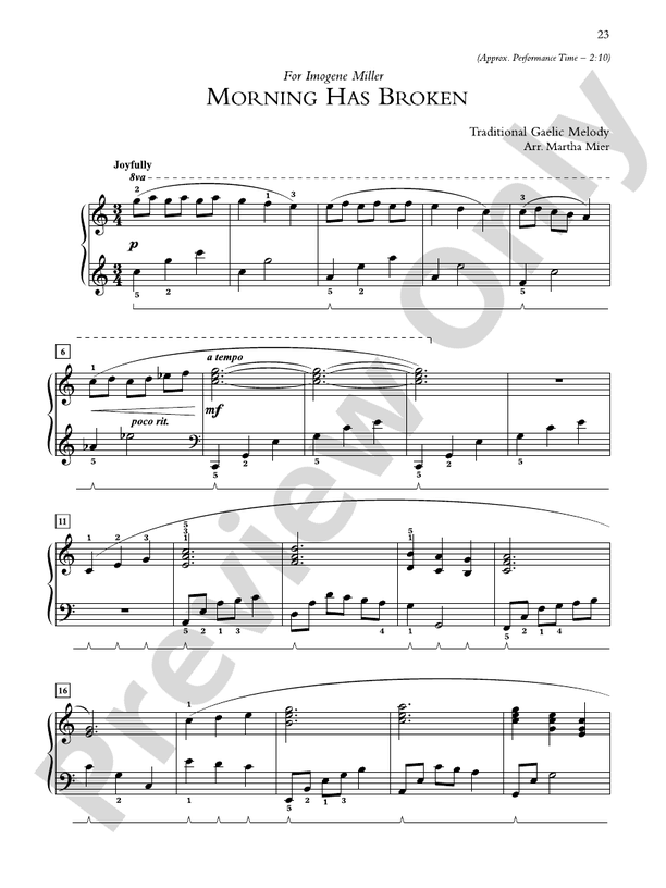 Morning Has Broken - Piano Solo (Digital Download)