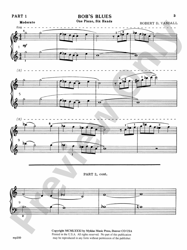 Bob's Blues - 1 Piano, 6 Hands (Digital Download)