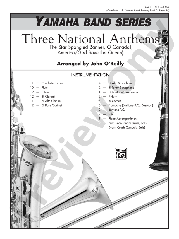 Three National Anthems (Star Spangled Banner, O Canada!, America/God Save the Queen) - Concert Band Conductor Score & Parts (Digital Download)
