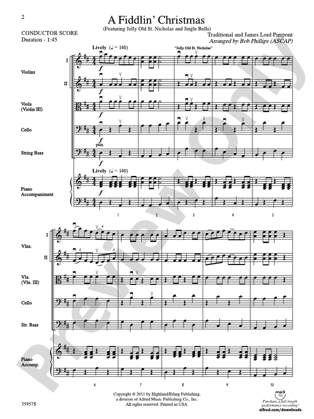A Fiddlin' Christmas – String Orchestra Conductor Score & Parts (Digital Download)