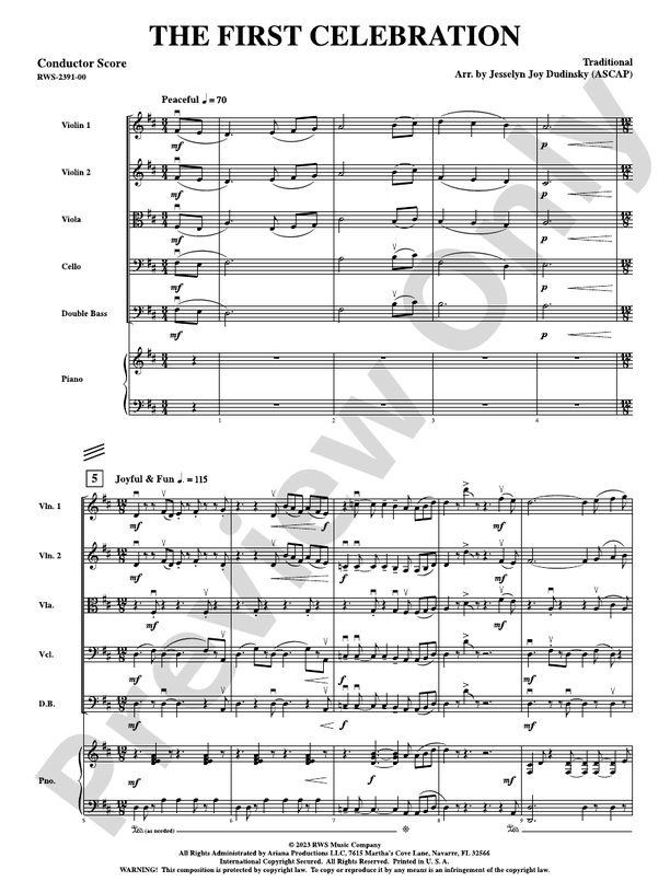 The First Celebration - String Orchestra Conductor Score & Parts (Digital Download)