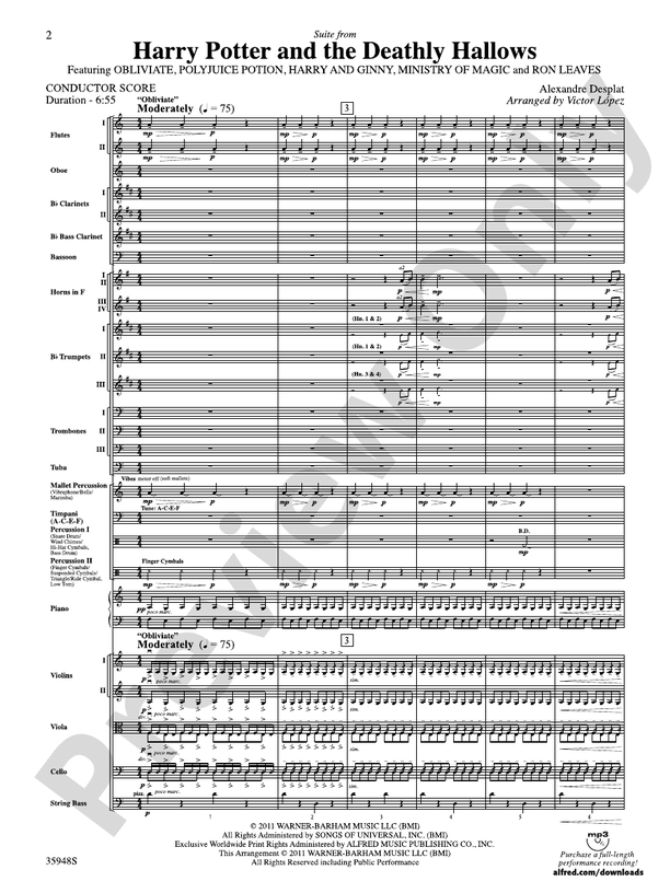 Harry Potter and the Deathly Hallows, Part 1, Suite from – Ful Orchestra Conductor Score & Parts (Digital Download)