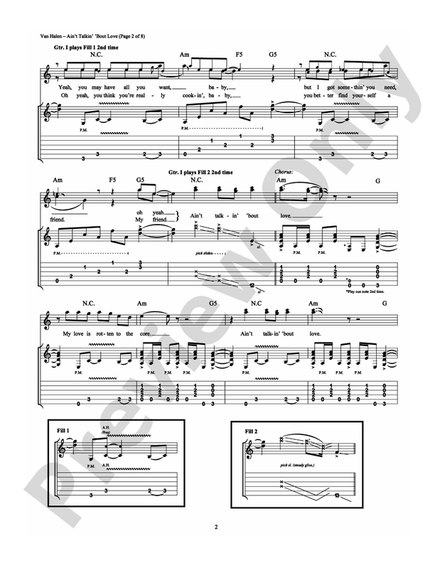 Ain't Talkin' 'Bout Love - Guitar TAB (Digital Download)