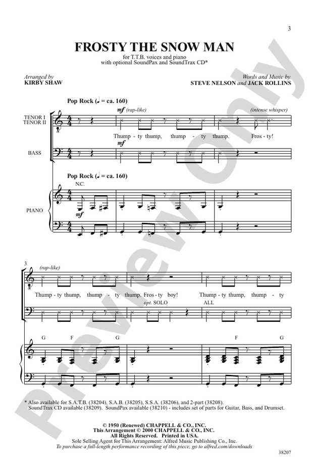 Frosty the Snowman – TTB Choral Octavo (Digital Download)