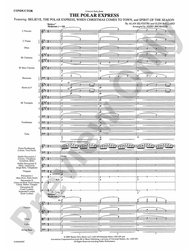 The Polar Express, Concert Suite from – Full Orchestra Conductor Score & Parts (Digital Download)