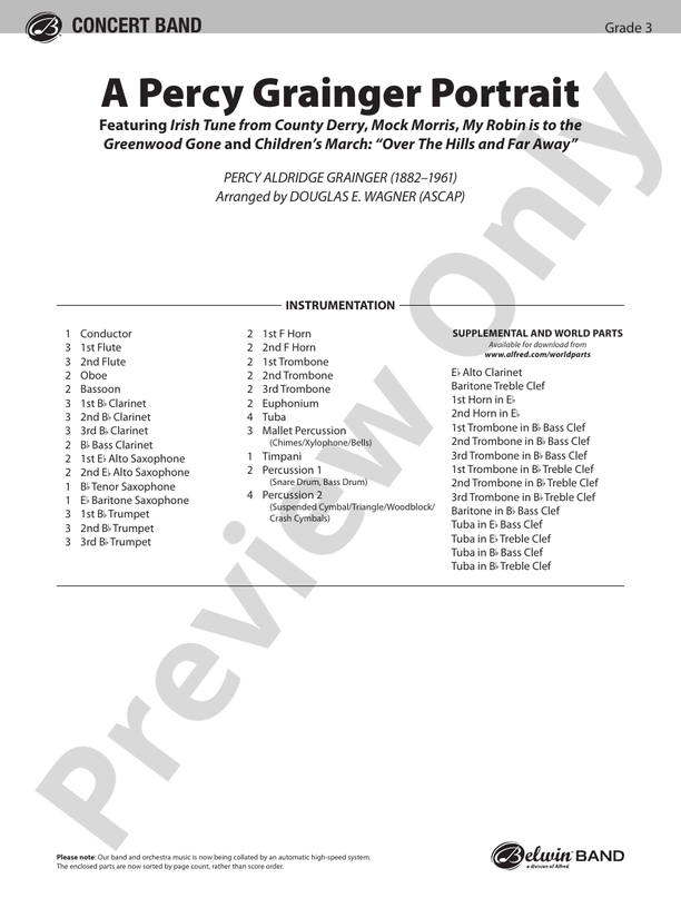 A Percy Grainger Portrait - Concert Band Conductor Score & Parts (Digital Download)