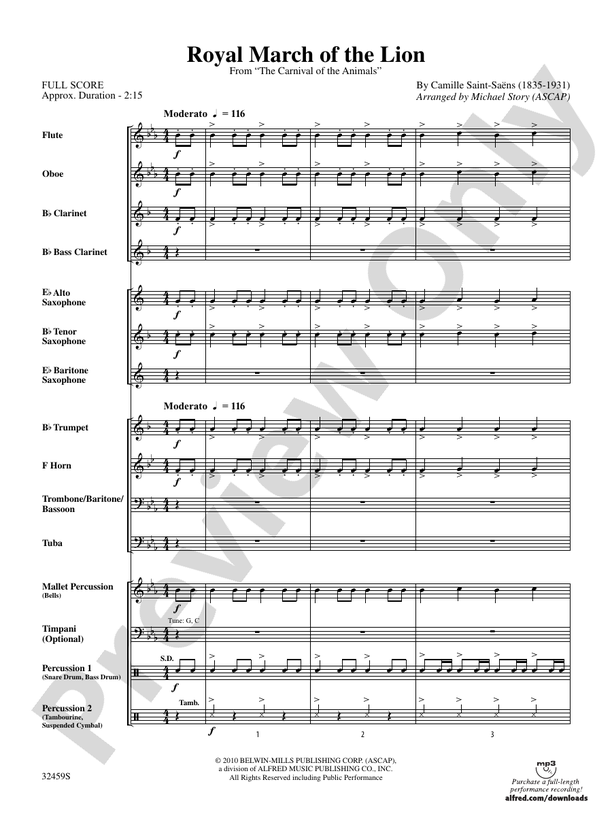 Royal March of the Lion - Concert Band Conductor Score & Parts (Digital Download)