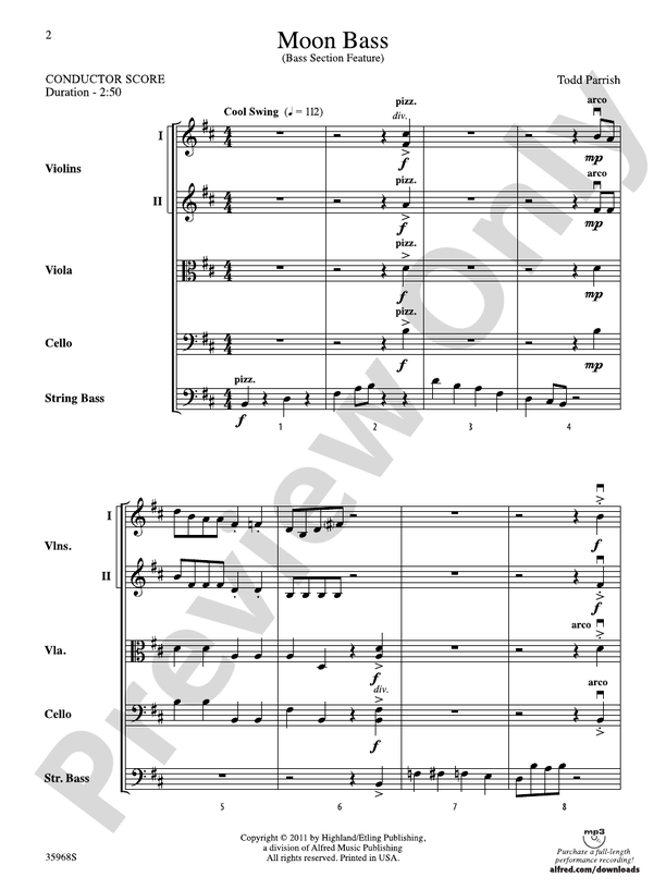 Moon Bass – String Orchestra Conductor Score & Parts (Digital Download)