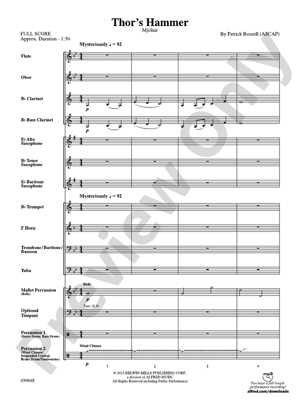 Thor's Hammer (Grade 0.5) - Concert Band Conductor Score & Parts (Digital Download)