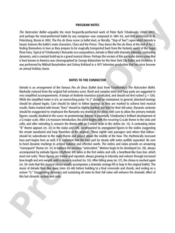 Intrada (Pas de Deux from the Nutcracker Ballet) – String Orchestra Conductor Score & Parts (Digital Download)