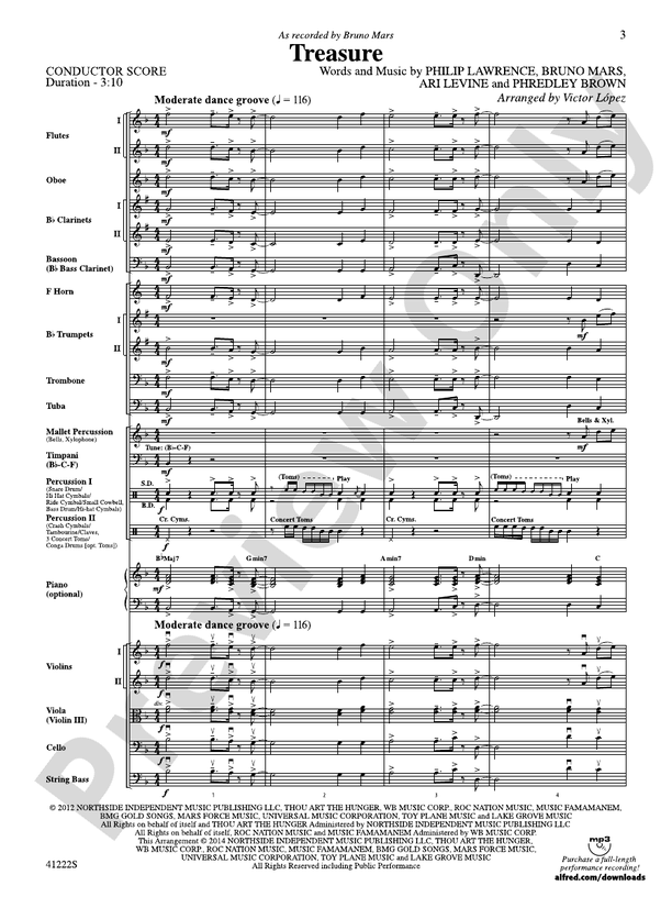 Treasure - Full Orchestra Conductor Score & Parts (Digital Download)