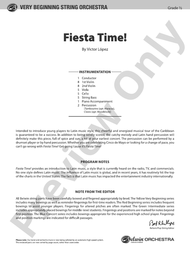 Fiesta Time! - String Orchestra Conductor Score & Parts (Digital Download)