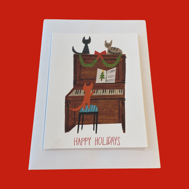 Greeting Card Kitty Carols Happy Holidays