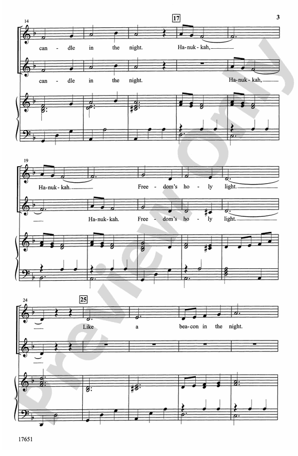 Candle in the Night (A Song for Hanukkah) – 2-Part Choral Octavo (Digital Download)