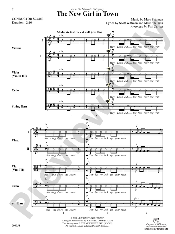 The New Girl in Town (from Hairspray) – String Orchestra Conductor Score & Parts (Digital Download)