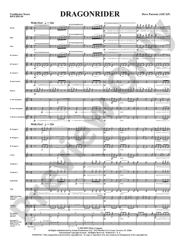 Dragonrider - Concert Band Conductor Score & Parts (Digital Download)