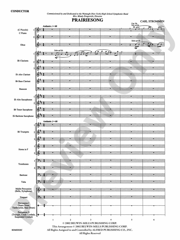 Prairiesong - Concert Band Conductor Score & Parts (Digital Download)