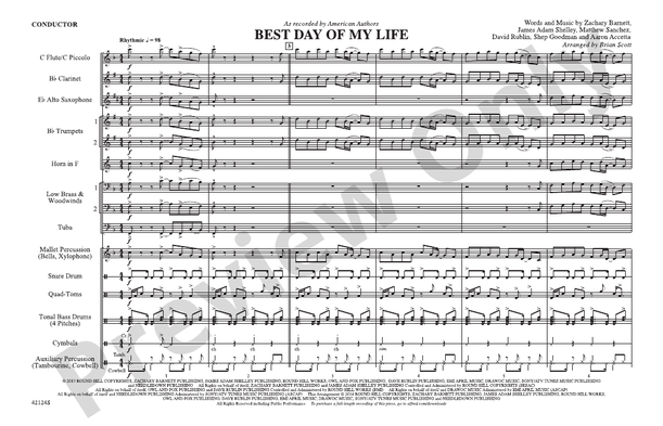 Best Day of My Life – Marching Band Conductor Score & Parts (Digital Download)