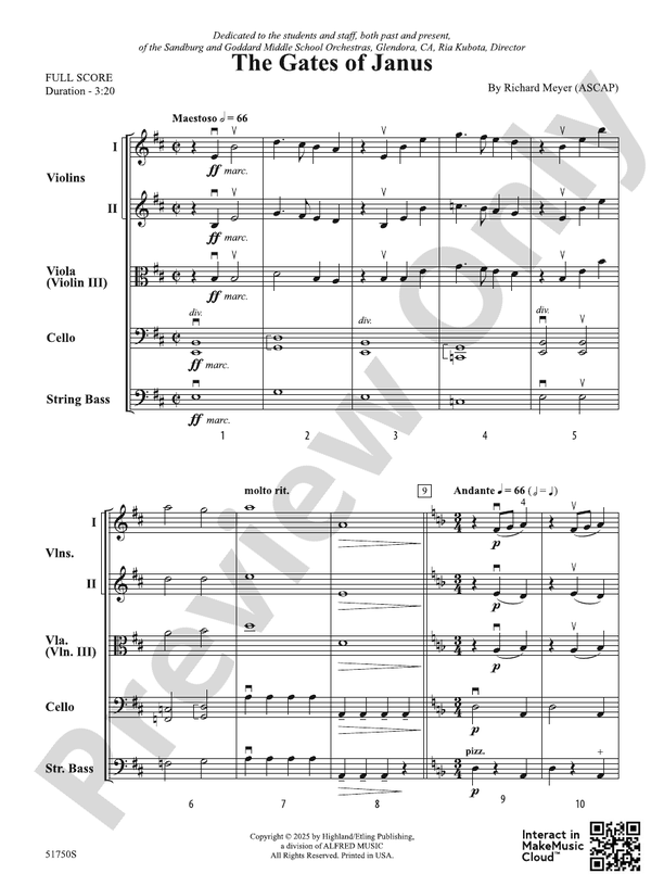 The Gates of Janus - String Orchestra Conductor Score & Parts (Digital Download)