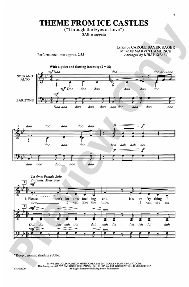 Ice Castles, Theme from (Through the Eyes of Love) - SAB, a cappella Choral Octavo (Digital Download)