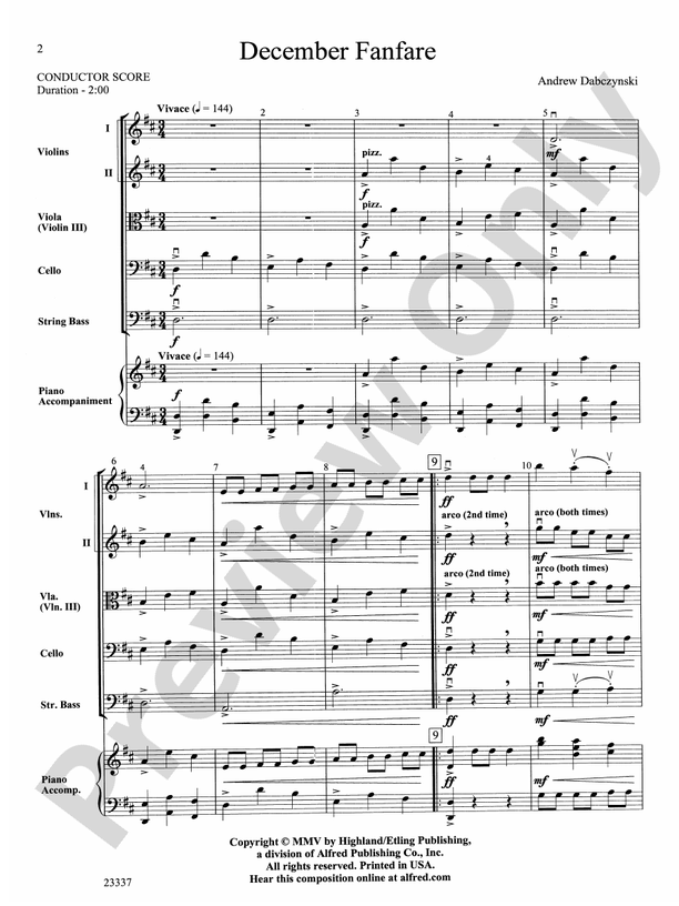 December Fanfare – String Orchestra Conductor Score & Parts (Digital Download)