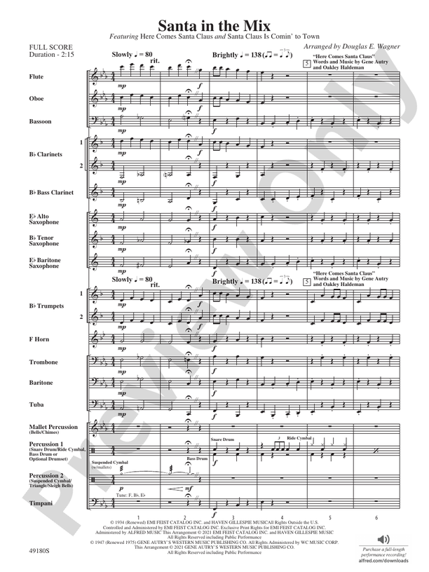 Santa in the Mix - Concert Band Conductor Score & Parts (Digital Download)