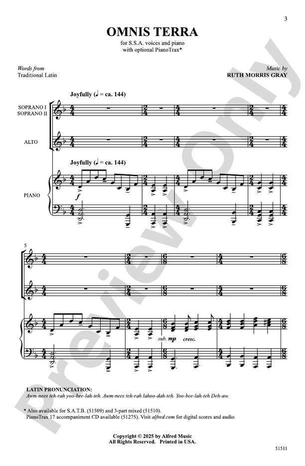 Omnis Terra - SSA Choral Octavo (Digital Download)