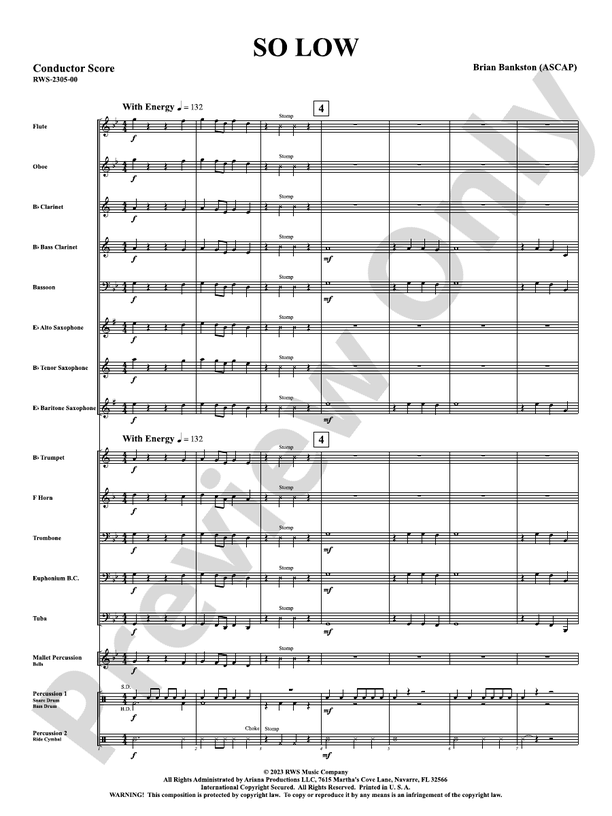 So Low - Concert Band Conductor Score & Parts (Digital Download)
