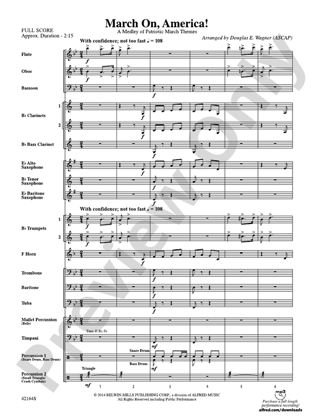 March On, America! - Concert Band Conductor Score & Parts (Digital Download)