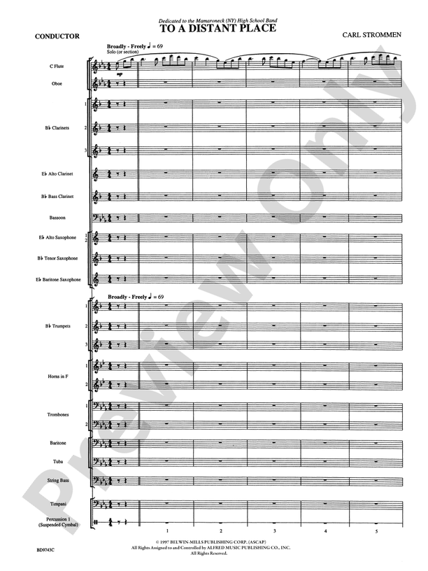 To a Distant Place - Concert Band Conductor Score & Parts (Digital Download)