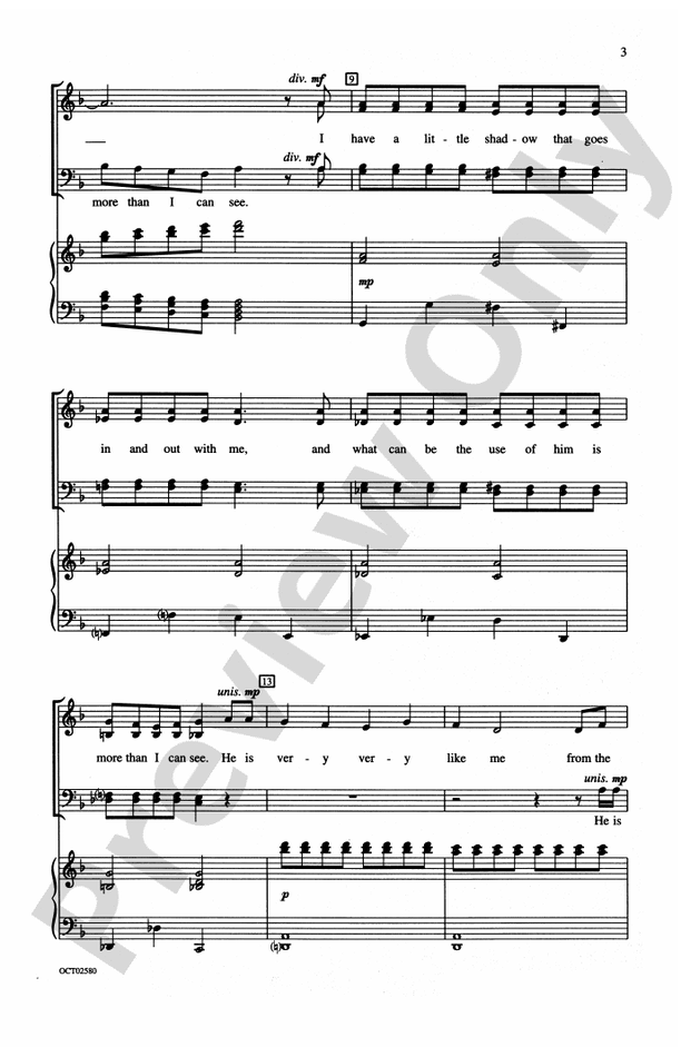 I Have a Little Shadow – SATB Choral Octavo (Digital Download)