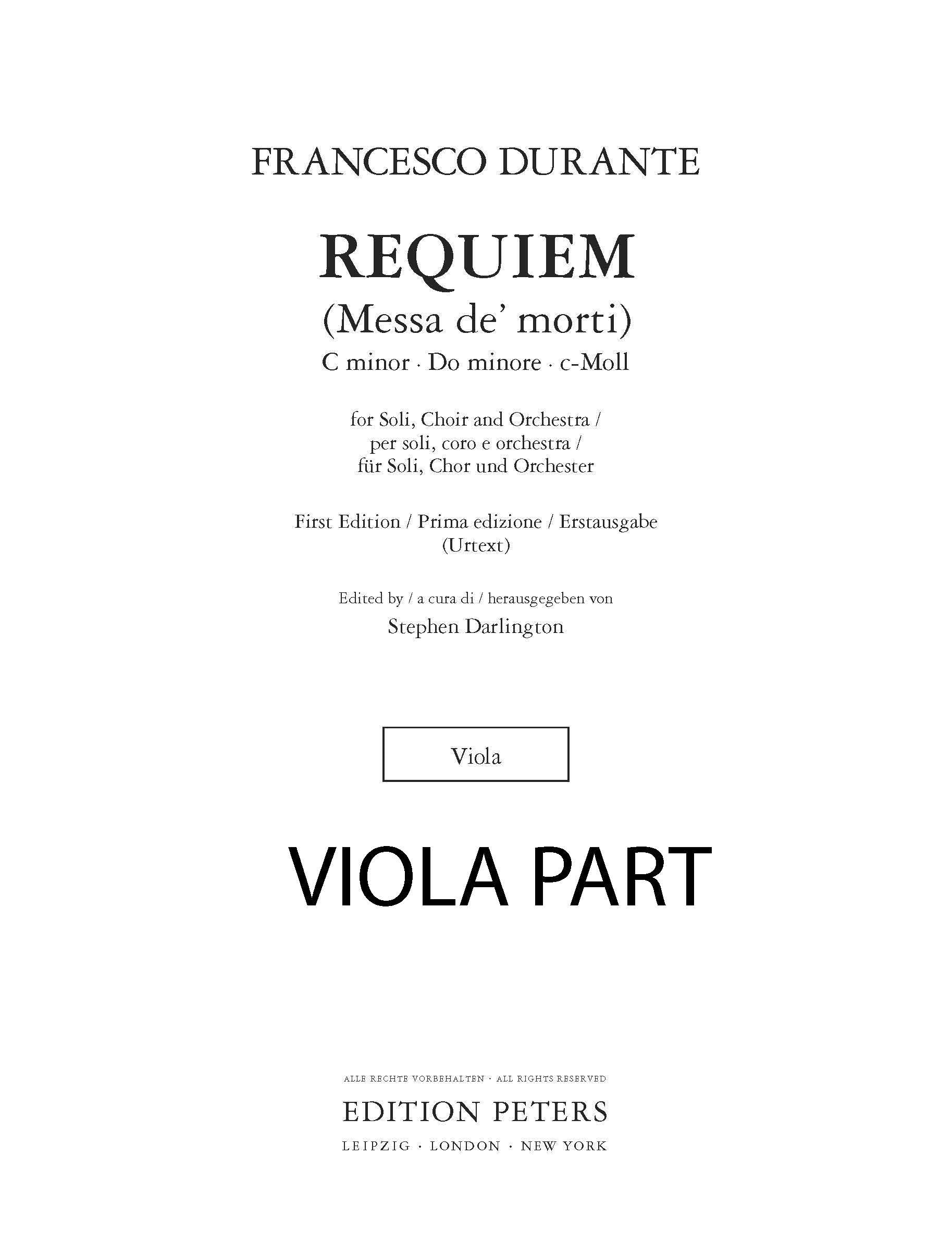 Durante - Requiem (Messa de' morti) (EP73044) - Viola (Digital Download)