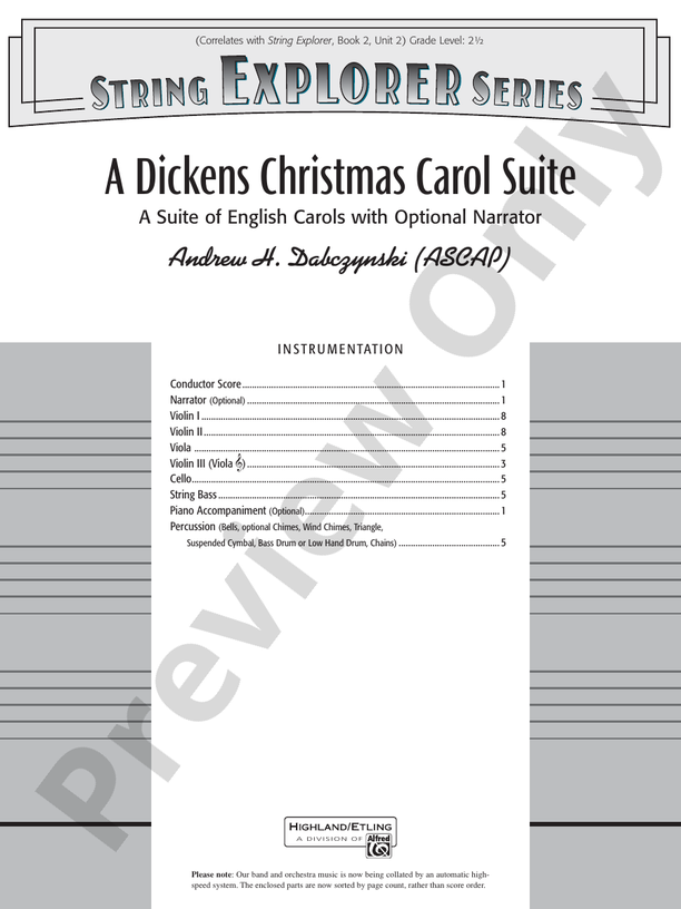 A Dickens Christmas Carol Suite – String Orchestra Conductor Score & Parts (Digital Download)