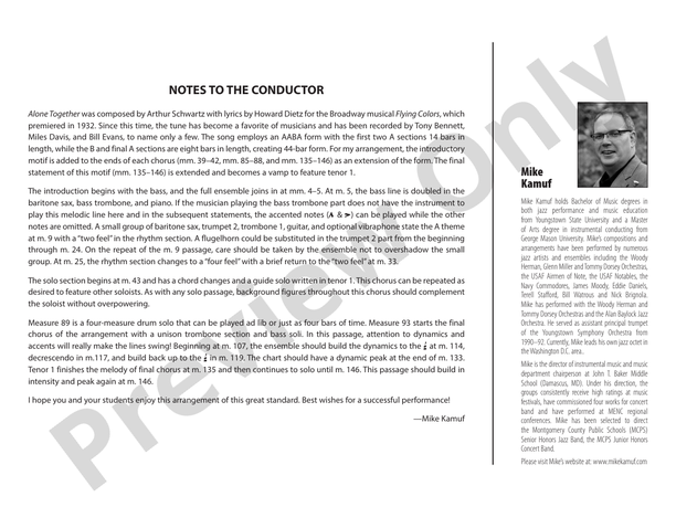 Alone Together – Jazz Ensemble Conductor Score & Parts (Digital Download)