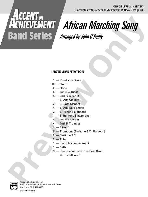 African Marching Song - Concert Band Conductor Score & Parts (Digital Download)
