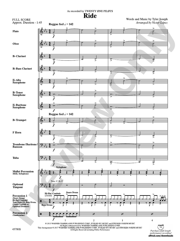 Ride - Concert Band Conductor Score & Parts (Digital Download)