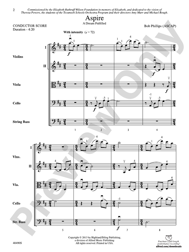 Aspire – String Orchestra Conductor Score & Parts (Digital Download)