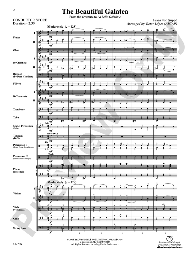 The Beautiful Galatea – Full Orchestra Conductor Score & Parts (Digital Download)