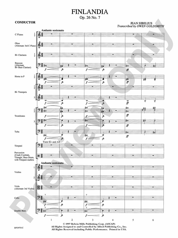 Finlandia (Grade 3.5) – Full Orchestra Conductor Score & Parts (Digital Download)