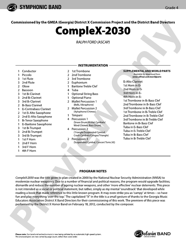 CompleX-2030 - Concert Band Conductor Score & Parts (Digital Download)