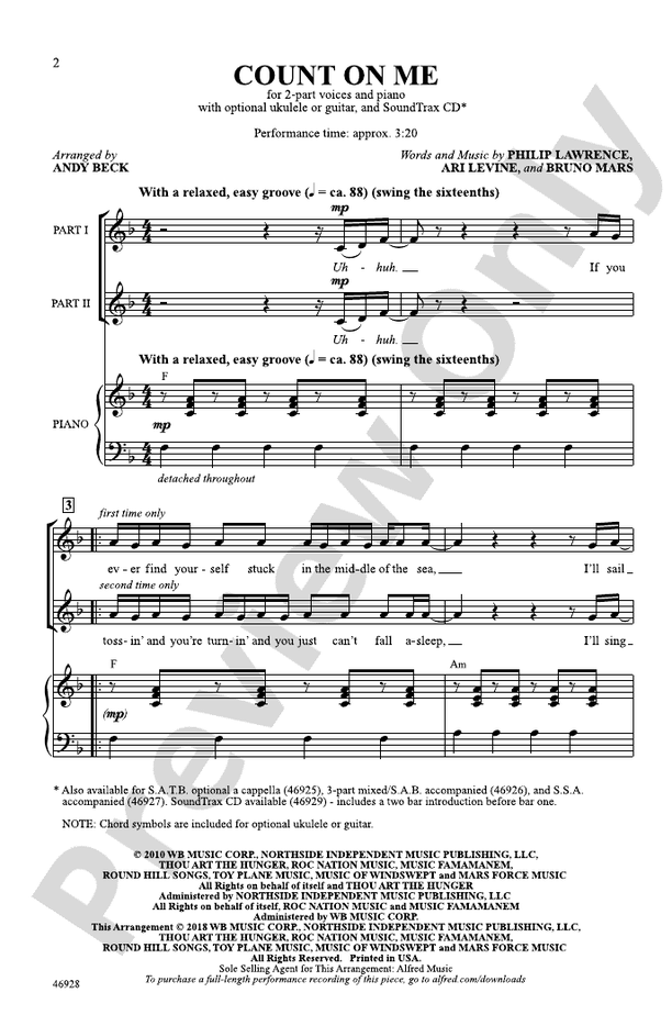Count on Me – 2-Part Choral Octavo (Digital Download)