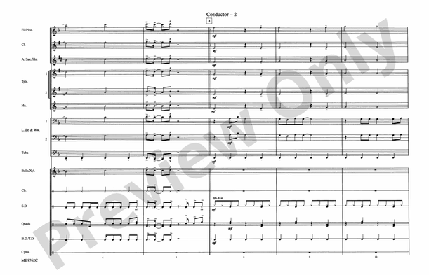 Eye of the Tiger (Arr. Doug Adams) – Marching Band Conductor Score & Parts (Digital Download)