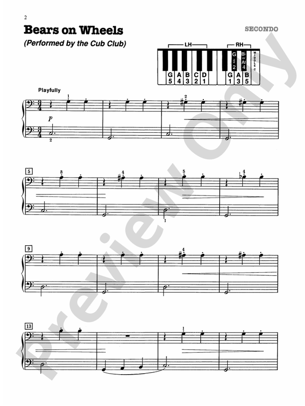 Bears on Wheels (Performed by the Cub Club) - 1 Piano, 4 Hands (Digital Download)