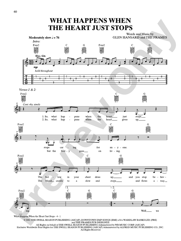 What Happens When the Heart Just Stops - Guitar TAB (Digital Download)