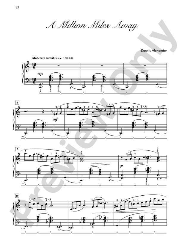 A Million Miles Away  - Piano Solo (Digital Download)