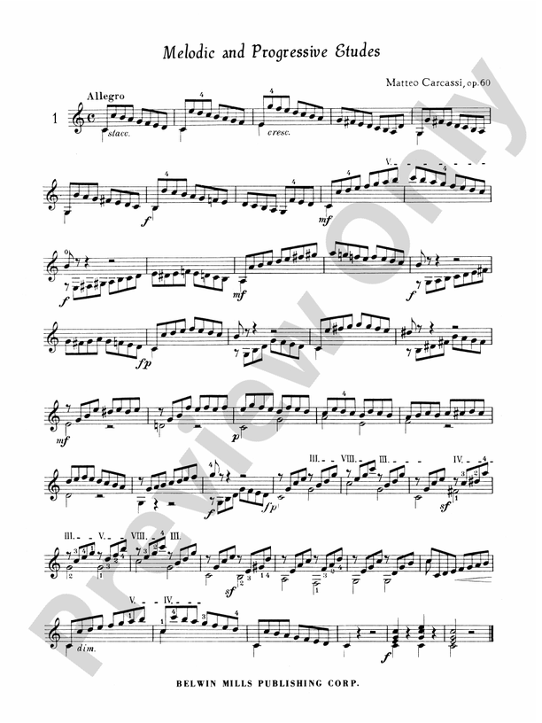 Carcassi: Melodic and Progressive Etudes, Op. 60 - Guitar (Digital Download)