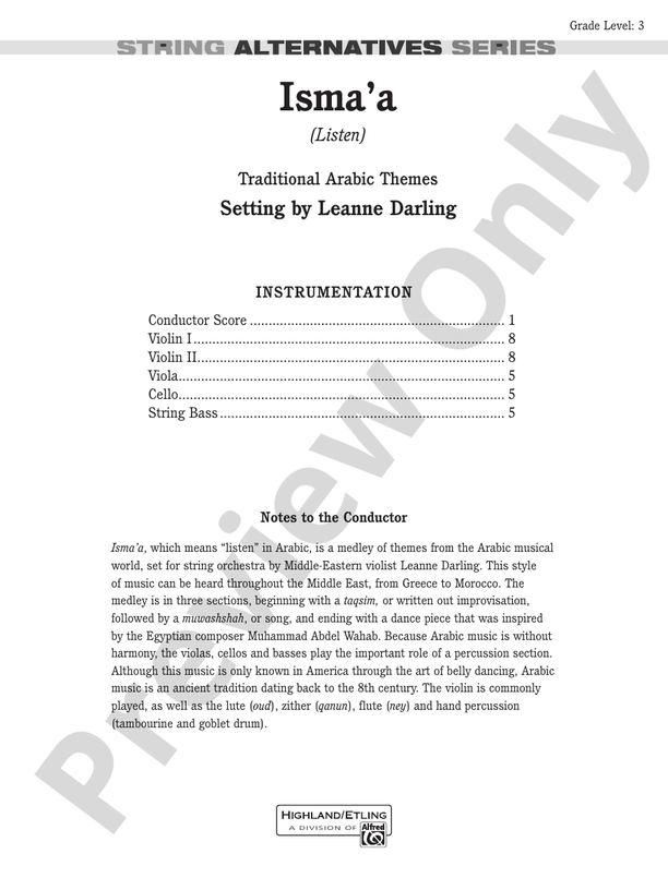 Isma'a – String Orchestra Conductor Score & Parts (Digital Download)