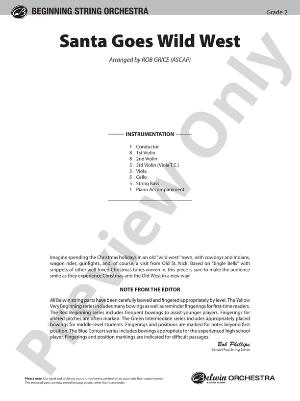 Santa Goes Wild West – String Orchestra Conductor Score & Parts (Digital Download)