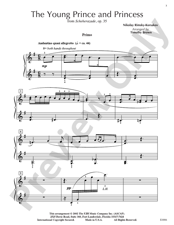 Rimsky-Korsakov - The Young Prince and Princess from Rimsky-Korsakov's Scheherazade - Piano (Digital Download)